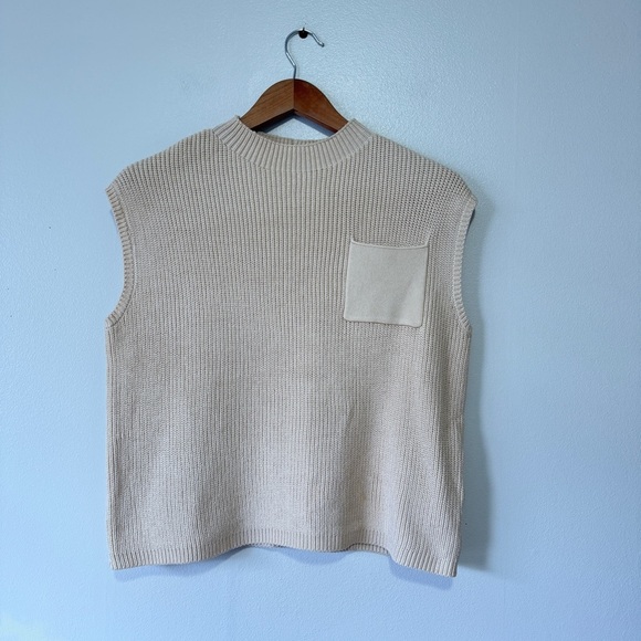 Womens Mock Neck Short Cap Sleeve Sweater Vest Summer Casual Basic Loose Crochet - Picture 1 of 7